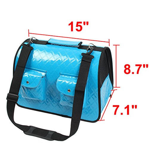 Ruilogod FAUX Leder Outdoor Faltbarer Mähmaschine Weiche Schneidverschluss Zwei Taschen Design Pet Hundeträger Käfigbeutel Blau Ruilogod FAUX Leder Outdoor Faltbarer Mähmaschine Weiche Schneidverschluss Zwei Taschen Design Pet Hundeträger Käfigbeutel Blau von Ruilogod