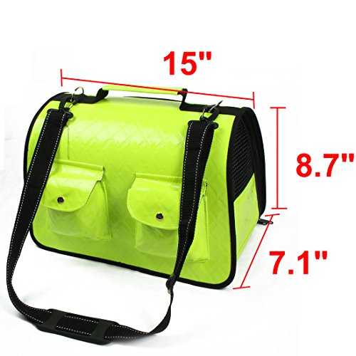 Ruilogod FAUX Leder Outdoor Reise Faltbare Mähne Zwei Taschen Design Pet Hundeträger Käfig Handtasche Grün Ruilogod FAUX Leder Outdoor Reise Faltbare Mähne Zwei Taschen Design Pet Hundeträger Käfig Handtasche Grün von Ruilogod