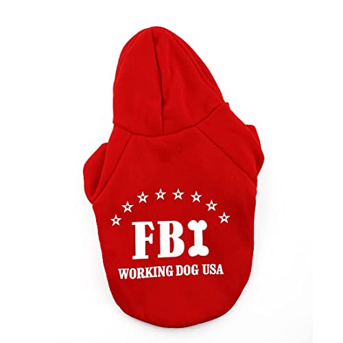 Ruilogod FBI Print, Winter Warme Mantel Bekleidung, Welpenkostüm, Haustierkleidung Kleidung, Hund Katze Westejacke Größe s rot von Ruilogod