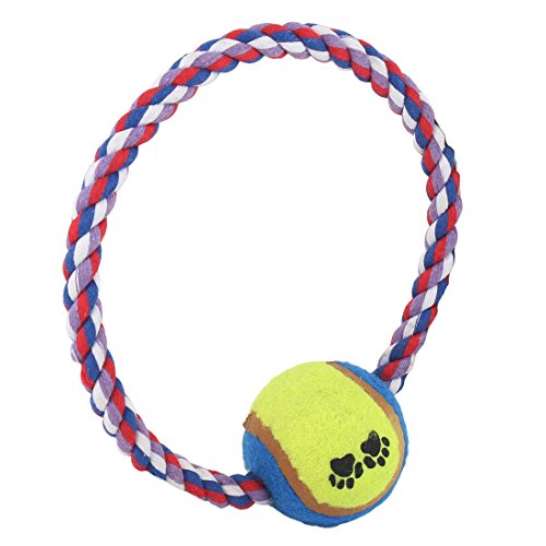 Ruilogod Farben Knoten Seil Blau Gelb Green Ball Pet Welpen Tug Spielzeug von Ruilogod