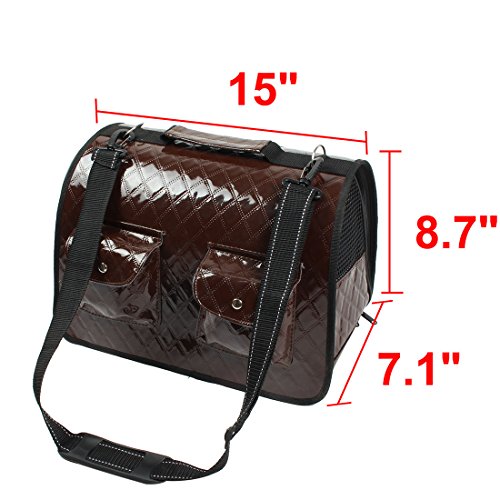 Ruilogod Faux Leder Reise Faltbar Meshy Weichseitig Reißverschluss Zwei Taschen Design Pet Hundeträger Käfigbeutel Kaffee Farbe Ruilogod Faux Leder Reise Faltbar Meshy Weichseitig Reißverschluss Zwei Taschen Design Pet Hundeträger Käfigbeutel Kaffee Farbe von Ruilogod