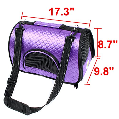 Ruilogod Faux Leder Reise Meshy Weiche Reißverschluss Zwei Taschen Pet Hundeträgerhalter Käfigbeutel lila Ruilogod Faux Leder Reise Meshy Weiche Reißverschluss Zwei Taschen Pet Hundeträgerhalter Käfigbeutel lila von Ruilogod