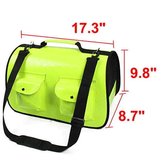 Ruilogod Faux Leder Reise Weiche Gipper Zwei Taschen Design Pet Hundeträgerhalter Käfigbeutel Grün Ruilogod Faux Leder Reise Weiche Gipper Zwei Taschen Design Pet Hundeträgerhalter Käfigbeutel Grün von Ruilogod