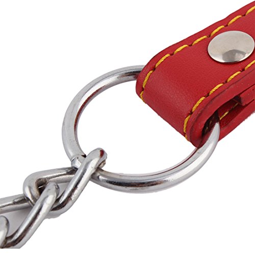 Ruilogod Faux Ledergriff Metallkette Walking Training Hund Haustierel Leine Seilband Rot Ruilogod Faux Ledergriff Metallkette Walking Training Hund Haustierel Leine Seilband Rot von Ruilogod