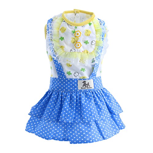 Ruilogod Frühling, Sommer, bequeme Baumwolle Haustier Hund Kleid Punkte Spitze-Prinzessin Rock Tutu-Kleid, Blau XXL Ruilogod Frühling, Sommer, bequeme Baumwolle Haustier Hund Kleid Punkte Spitze-Prinzessin Rock Tutu-Kleid, Blau XXL von Ruilogod