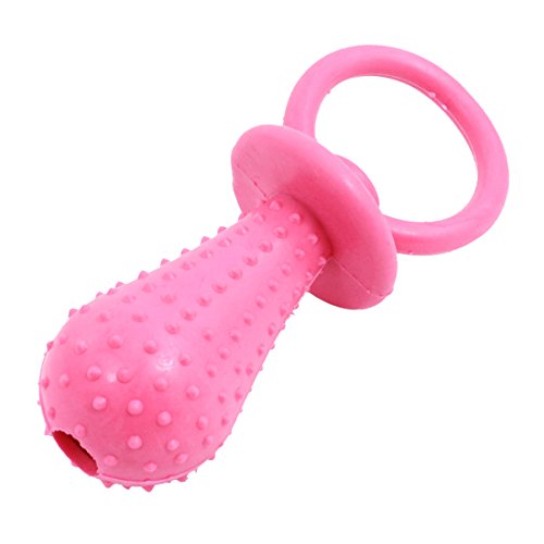 Ruilogod Fuchsia Gummi Gepunktete Pacifier Form kleine Glocke Haustier Hund Chew Molar Spielzeug Ruilogod Fuchsia Gummi Gepunktete Pacifier Form kleine Glocke Haustier Hund Chew Molar Spielzeug von Ruilogod