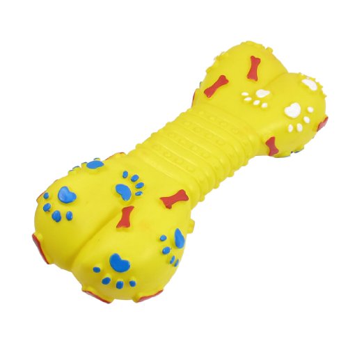Ruilogod Gelbe Gummi Knochenförmige Pfoten Muster quietschender Hund Katze Haustierspielzeug Ruilogod Gelbe Gummi Knochenförmige Pfoten Muster quietschender Hund Katze Haustierspielzeug von Ruilogod