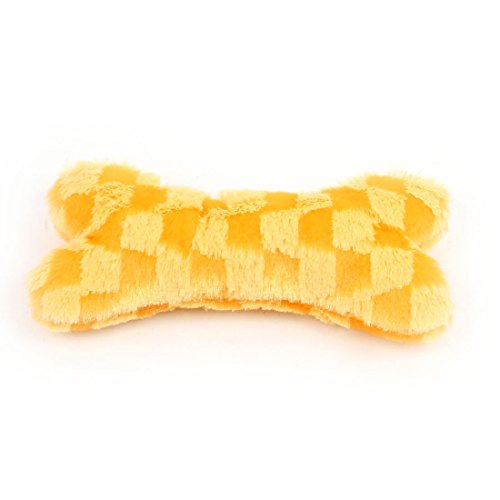 Ruilogod Gelbes Plüsch-Plaids-Muster-Knochen-Stil quietschendes Spielzeug für Haustierhund von Ruilogod