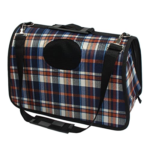 Ruilogod Gitter Muster Outdoor Camping Reise Haustier Welpen Katze Zipper Verschluss Tragbare Training Träger Tragen Handtasche dunkelblau Ruilogod Gitter Muster Outdoor Camping Reise Haustier Welpen Katze Zipper Verschluss Tragbare Training Träger Tragen Handtasche dunkelblau von Ruilogod