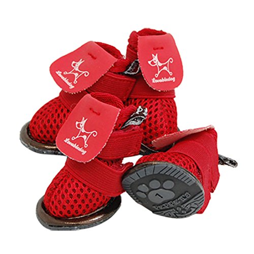 Ruilogod Größe 1 Atmungsaktive Hundeschuhe Welpen Haustierschuhe Booties Rot Ruilogod Größe 1 Atmungsaktive Hundeschuhe Welpen Haustierschuhe Booties Rot von Ruilogod