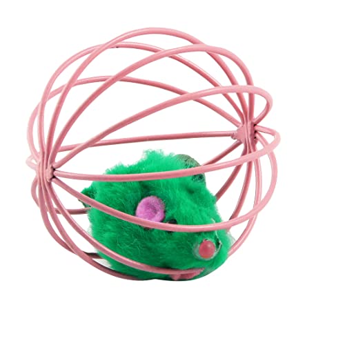 Ruilogod Grüne gefälschte Maus-Ratte in der rosa Käfigball-Haustierkatze, die Spielzeug trainieren Ruilogod Grüne gefälschte Maus-Ratte in der rosa Käfigball-Haustierkatze, die Spielzeug trainieren von Ruilogod
