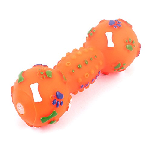 Ruilogod Gummi-Hantel-geformte quietschende Spielzeug-Orange für Haustierhund von Ruilogod