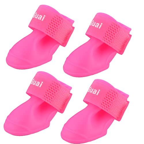 Ruilogod Gummi Haustier Hund Doggy Abnehmbare Verschluss Rainshoes Größe M 4 stücke Fuchsia Ruilogod Gummi Haustier Hund Doggy Abnehmbare Verschluss Rainshoes Größe M 4 stücke Fuchsia von Ruilogod