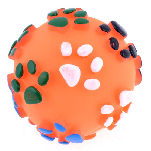 Ruilogod Gummi Haustier Hund Pudel strukturierte Pfote Design Runder Ball Quietschendes Spielzeug Orange Ruilogod Gummi Haustier Hund Pudel strukturierte Pfote Design Runder Ball Quietschendes Spielzeug Orange von Ruilogod