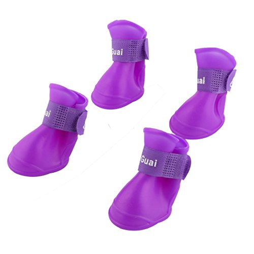 Ruilogod Gummi Hook Schleife Verschluss Wasserdicht Hund Schuhe Stiefel Paar Lila Ruilogod Gummi Hook Schleife Verschluss Wasserdicht Hund Schuhe Stiefel Paar Lila von Ruilogod