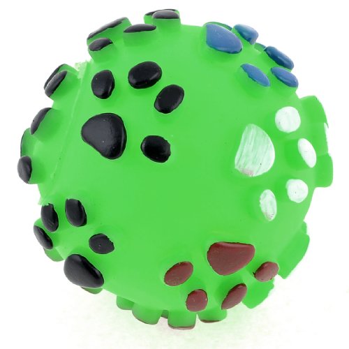 Ruilogod Gummi Pfotenmuster Runder Kugelförmige Haustier Spielzeug Welpe Footprint Quietschender Ton Grün von Ruilogod