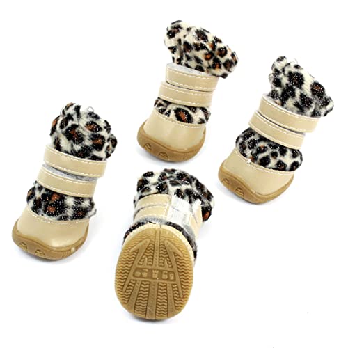Ruilogod Gummisohle Leopard Muster Pet Schuhe Stiefel XS 2 Pair beige Ruilogod Gummisohle Leopard Muster Pet Schuhe Stiefel XS 2 Pair beige von Ruilogod