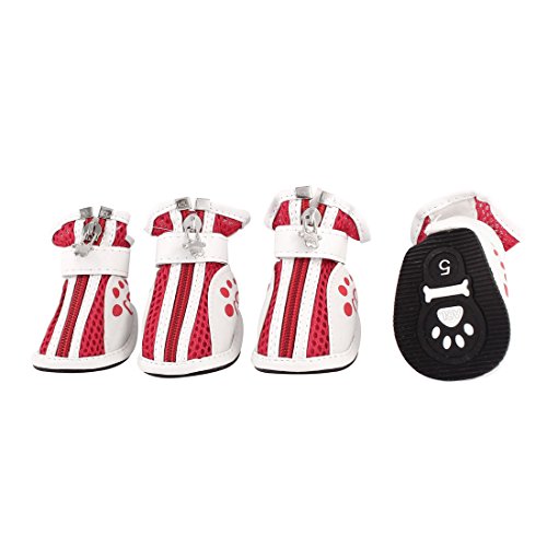 Ruilogod Haken Schleifenschluss Haustier Hund Hund Netty Schuhe S 2 Paare Rot Weiß Ruilogod Haken Schleifenschluss Haustier Hund Hund Netty Schuhe S 2 Paare Rot Weiß von Ruilogod