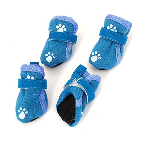 Ruilogod Haken Schleifenschluss Paw Pattern Pet Schuhe Boots XXS 2 P Luft Blau Ruilogod Haken Schleifenschluss Paw Pattern Pet Schuhe Boots XXS 2 P Luft Blau von Ruilogod
