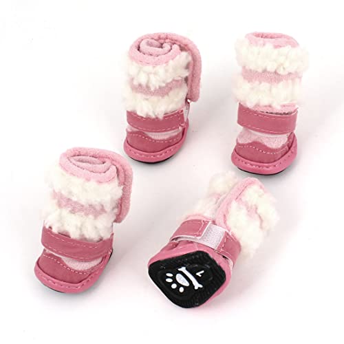 Ruilogod Haken Schleifenschluss Pet Winterschuhe Stiefel XXS 2 Paar, Rosa, Weiß Ruilogod Haken Schleifenschluss Pet Winterschuhe Stiefel XXS 2 Paar, Rosa, Weiß von Ruilogod