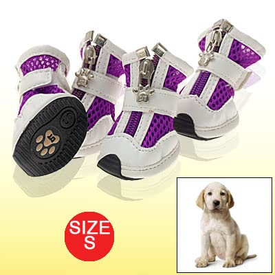 Ruilogod Haken und Schleifenverschluss Verschluss Mesh Purple Weiße Hundeschuhe Pet Boots S von Ruilogod