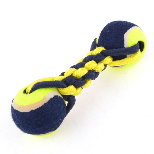Ruilogod Haustier Hund Marineblaue gelbe Hantelform Knoten Seil Chew Tug Ball Spielzeug Ruilogod Haustier Hund Marineblaue gelbe Hantelform Knoten Seil Chew Tug Ball Spielzeug von Ruilogod