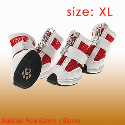 Ruilogod Haustier Hund Reißverschluss Red Mesh-Weiß Kunstleder Stiefel Ruilogod Haustier Hund Reißverschluss Red Mesh-Weiß Kunstleder Stiefel von Ruilogod