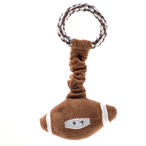 Ruilogod Haustier Hund Rugby Design Twist Seil Chew Spiel Squeaky Toy Brown White von Ruilogod