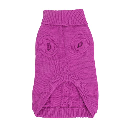 Ruilogod Haustier-Hundewelpen-Katze-Pullover mit Stehkragen Braid Knit Pullover Kleidung XXS Fuchsia von Ruilogod