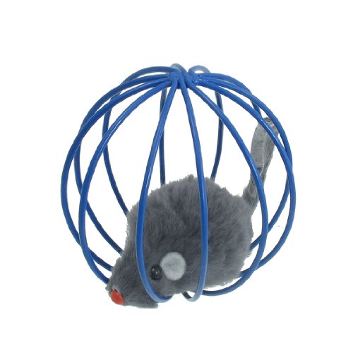 Ruilogod Haustier-Katzen-lustiges Spielzeug-Grau Maus in Blau Metall-Käfig Ball spielen Ruilogod Haustier-Katzen-lustiges Spielzeug-Grau Maus in Blau Metall-Käfig Ball spielen von Ruilogod