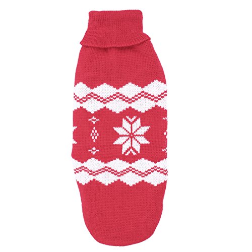 Ruilogod Haustier Schneeflocke Druck Strickwaren Bekleidung Pullover Xs Weiß Rot von Ruilogod