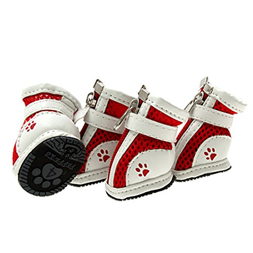 Ruilogod Haustier Schutzstiefel Mesh Sport Hund Welpen Schuhe niedlich rot 4# von Ruilogod