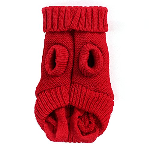 Ruilogod Haustier Twisted Ribbed Design Manschette Strickwaren Pullover Rote XXS von Ruilogod