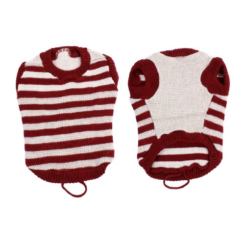 Ruilogod Haustier Welpe Burgund White Streifen Muster Kleidung Pullover Mantel Größe XL Ruilogod Haustier Welpe Burgund White Streifen Muster Kleidung Pullover Mantel Größe XL von Ruilogod