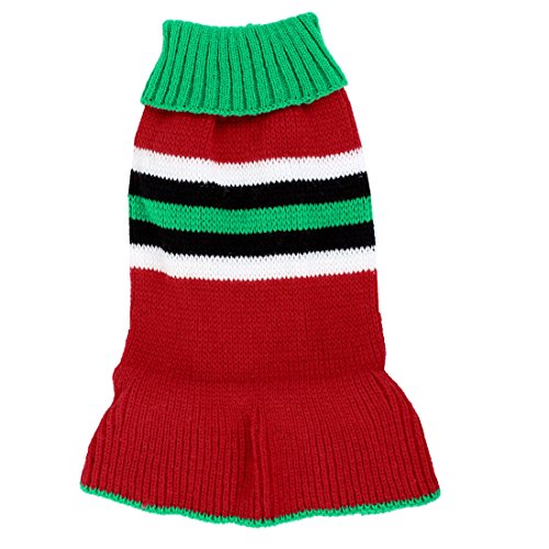 Ruilogod Haustier gerippt Saum Knit Rollkragen Kleid Pullover M Grün Rot Ruilogod Haustier gerippt Saum Knit Rollkragen Kleid Pullover M Grün Rot von Ruilogod