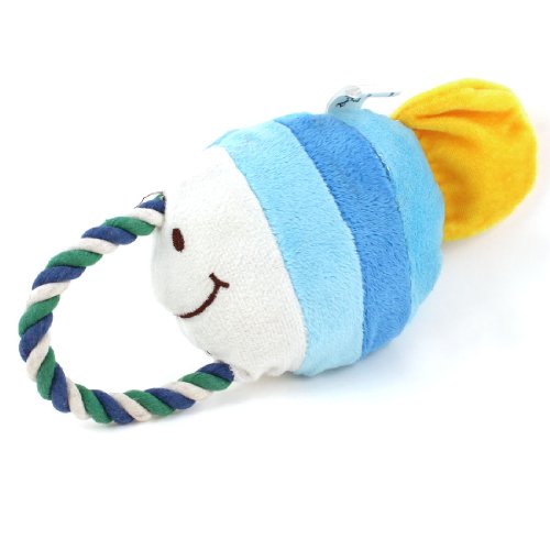 Ruilogod Hellblaue gelbe tropische Fischform Squeeze Squeeak-Puppe-Spielzeug für Haustierhund von Ruilogod