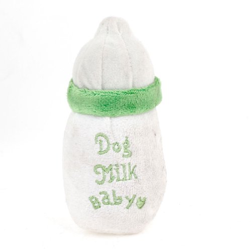 Ruilogod Hellgrünweiße weiße weiche Plüschflasche geformtes quietschendes Spielzeug für Haustierhund von Ruilogod