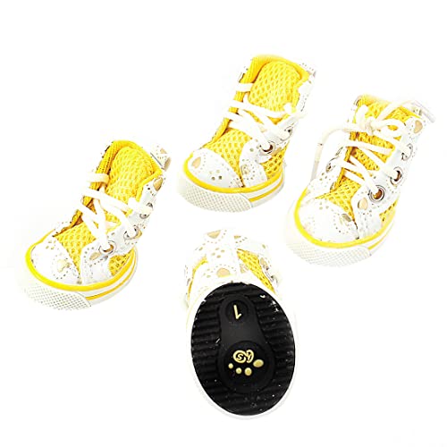 Ruilogod Herz druckte Nonslip Sole Pet Schuhe XXS 2 Paare Weiß Gelb Ruilogod Herz druckte Nonslip Sole Pet Schuhe XXS 2 Paare Weiß Gelb von Ruilogod