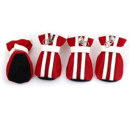Ruilogod Hund Haustier Gummi-Punkte Sohle Hakenschleife Fastener Schuhe Weiß Rot 2 Paar XXS Ruilogod Hund Haustier Gummi-Punkte Sohle Hakenschleife Fastener Schuhe Weiß Rot 2 Paar XXS von Ruilogod