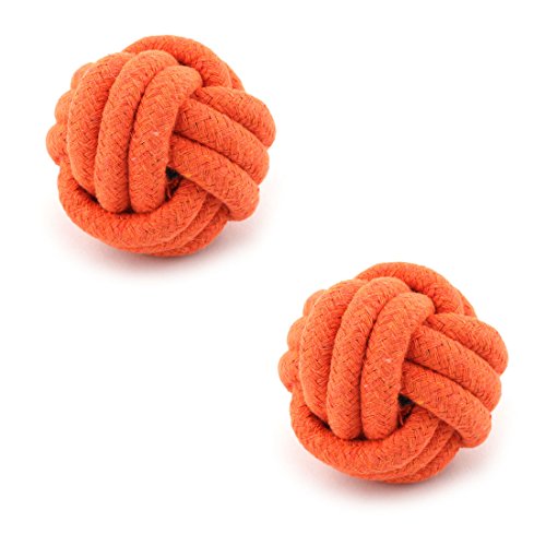 Ruilogod Hunde Haustier Geflochtene Schnur Kauen Spielen Ball Spielzeug Seil 3 Zoll Durchmesser 2 stücke Orange von Ruilogod