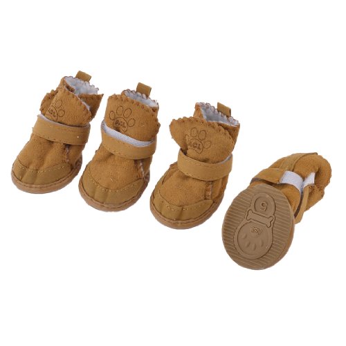 Ruilogod Hundewelpen warm Plüsch Inner Haken Klettverschluss Schuhe Stiefel Größe S 2 Paare Brown Ruilogod Hundewelpen warm Plüsch Inner Haken Klettverschluss Schuhe Stiefel Größe S 2 Paare Brown von Ruilogod
