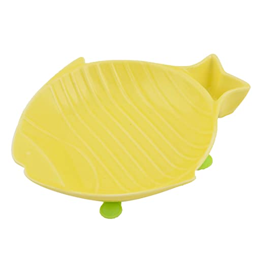 Ruilogod Keramik Heim Fisch-Form-Welpen Haustier Hund Katzenfutter Wasser Futternapf Dish Container Gelb Ruilogod Keramik Heim Fisch-Form-Welpen Haustier Hund Katzenfutter Wasser Futternapf Dish Container Gelb von Ruilogod