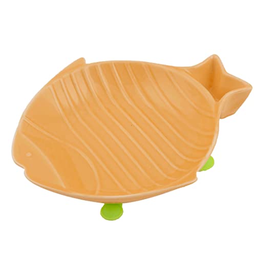 Ruilogod Keramik Heim Fisch-Form-Welpen Haustier Hund Katzenfutter Wasser Futternapf Dish Container orange Ruilogod Keramik Heim Fisch-Form-Welpen Haustier Hund Katzenfutter Wasser Futternapf Dish Container orange von Ruilogod