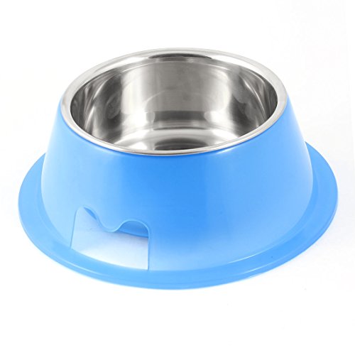 Ruilogod Kippsicherem Anti Skid Basis Katzen-Haustier Hund Wasser Futternapf Blau Silve Tone Ruilogod Kippsicherem Anti Skid Basis Katzen-Haustier Hund Wasser Futternapf Blau Silve Tone von Ruilogod