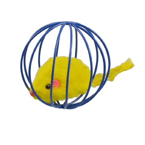 Ruilogod Kleiner gelbes faux m Ouse in Blue Cage Design Haustier-Katze, die Spaß-Spielzeug Ruilogod Kleiner gelbes faux m Ouse in Blue Cage Design Haustier-Katze, die Spaß-Spielzeug von Ruilogod