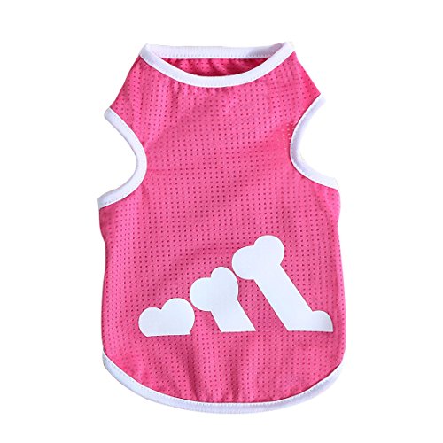 Ruilogod Kleines Hundehemd Atmungsaktive Knochenmuster Haustier Kleidung Welpen Sommer Weste Kostüm Rosa XL von Ruilogod