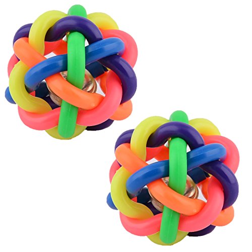 Ruilogod Kunststoff Hund Kauen Spielzeug Strand Geflochtene Ball Bell 7,5 cm Dia 2pcs Multicolor Ruilogod Kunststoff Hund Kauen Spielzeug Strand Geflochtene Ball Bell 7,5 cm Dia 2pcs Multicolor von Ruilogod