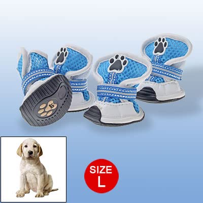 Ruilogod L Pet Boots Blau Weiß Schuhe Kunstleder Pet Supplies Ruilogod L Pet Boots Blau Weiß Schuhe Kunstleder Pet Supplies von Ruilogod