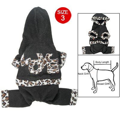 Ruilogod Leopard-Druck-Liebe-schwarze Hoodies Body Haustier Hund Bekleidung Größe 3 Ruilogod Leopard-Druck-Liebe-schwarze Hoodies Body Haustier Hund Bekleidung Größe 3 von Ruilogod