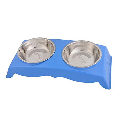 Ruilogod Metallhaus Doppel Bowl Design Welpen Haustier Hund Abendessen Lebensmittel Wasser Feeder Basin Blau Ruilogod Metallhaus Doppel Bowl Design Welpen Haustier Hund Abendessen Lebensmittel Wasser Feeder Basin Blau von Ruilogod
